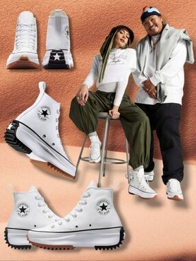 Converse White Run Star Hike High Top Platform Sneakers Unisex